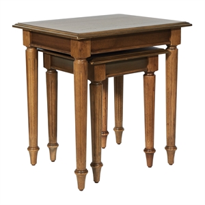 bandon nesting wood tables in ginger brown finish 2 piece set