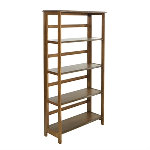 bandon 5 shelf bookcase in ginger brown finish with folding assembly