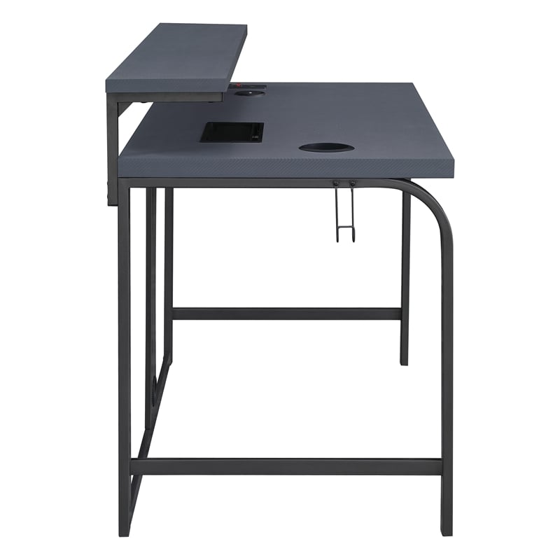 OSP Home Furnishings Reload 48-Inch Gaming Desk in Gray Steel Metal
