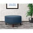 Augusta Round Storage Ottoman in Klein Azure Blue Fabric