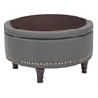 Augusta Round Storage Ottoman in Klein Charcoal Fabric
