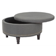 Augusta Round Storage Ottoman in Klein Charcoal Fabric