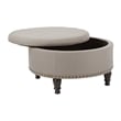 Augusta Round Storage Ottoman in Klein Dolphin Gray Fabric