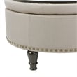 Augusta Round Storage Ottoman in Klein Dolphin Gray Fabric