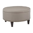 Augusta Round Storage Ottoman in Klein Dolphin Gray Fabric