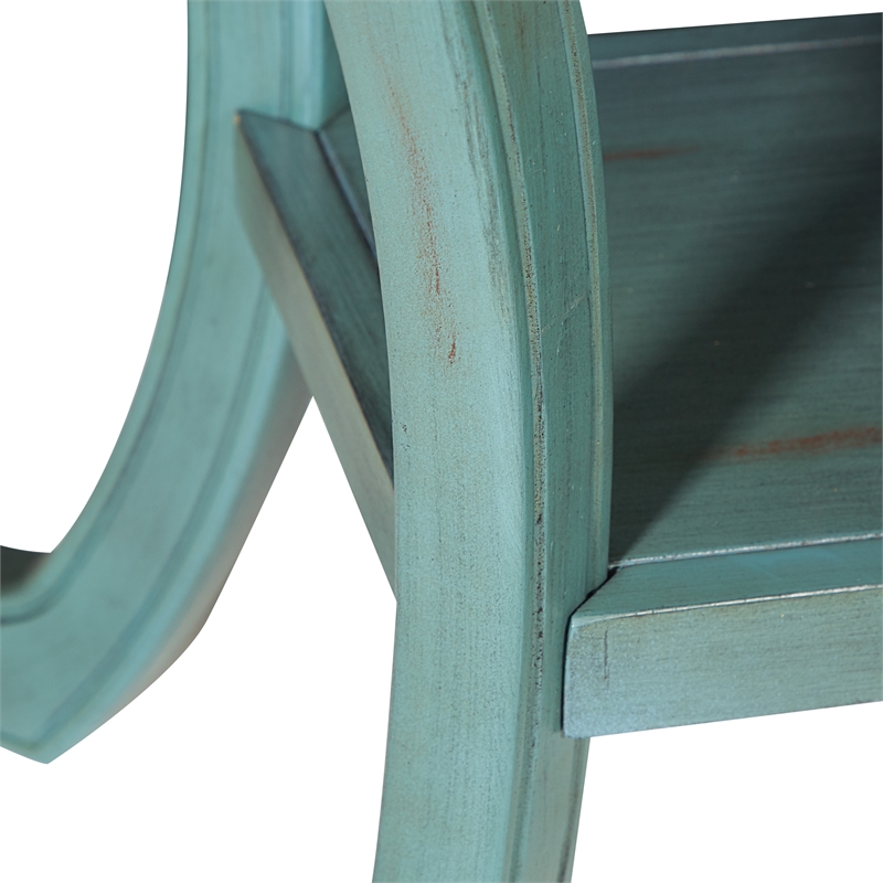 Vermont Accent Table in Engineered Wood  Antique Caribbean Blue Finish