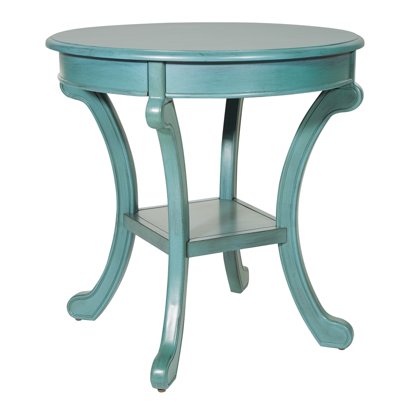 Vermont Accent Table in Engineered Wood  Antique Caribbean Blue Finish
