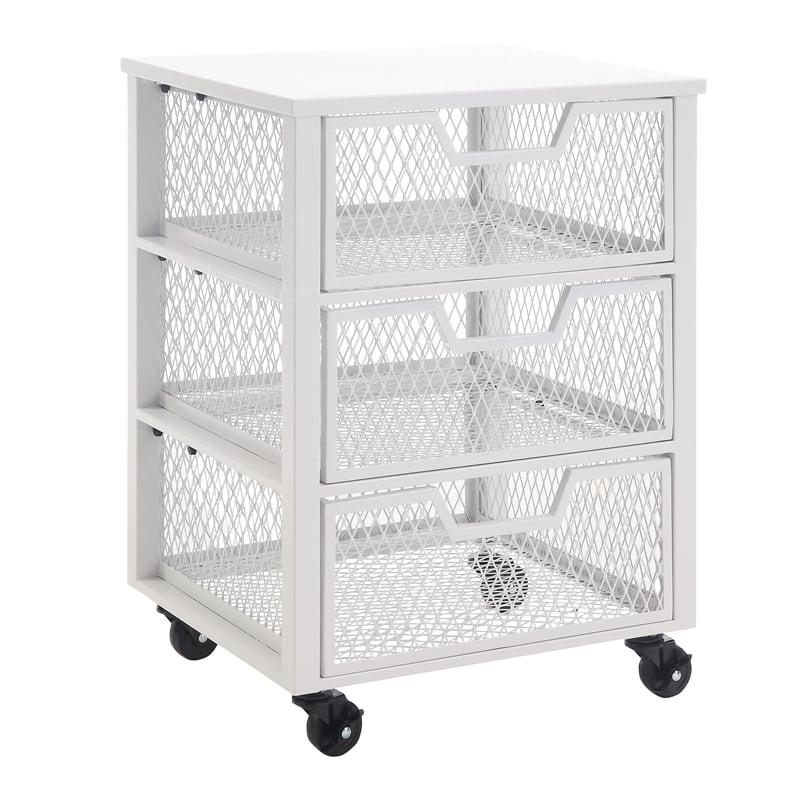 Clinton 3 Drawer Metal Rolling Cart in White Finish Cymax Business