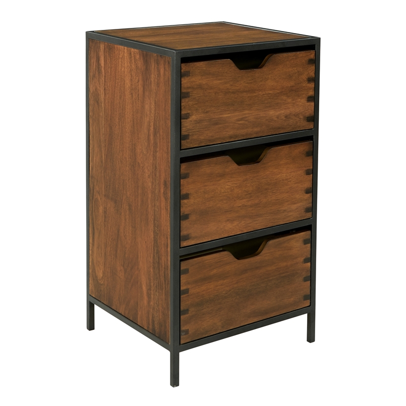 Clermont Storage Cabinet 3 Drawers in Walnut Fully Assembled Engineered ...