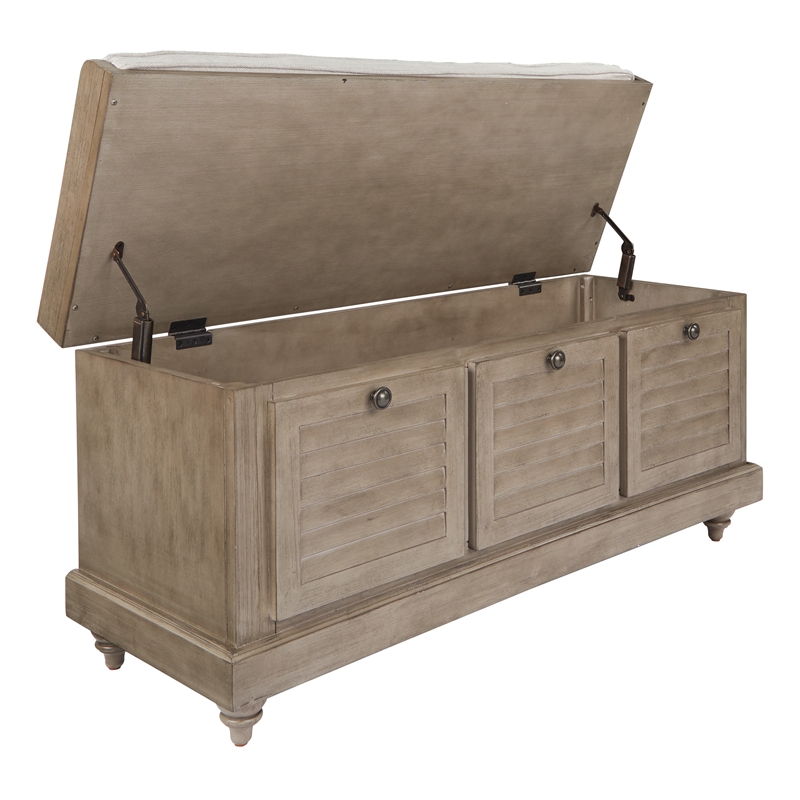 Dover Storage Bench in Antique Gray Fully Assembled