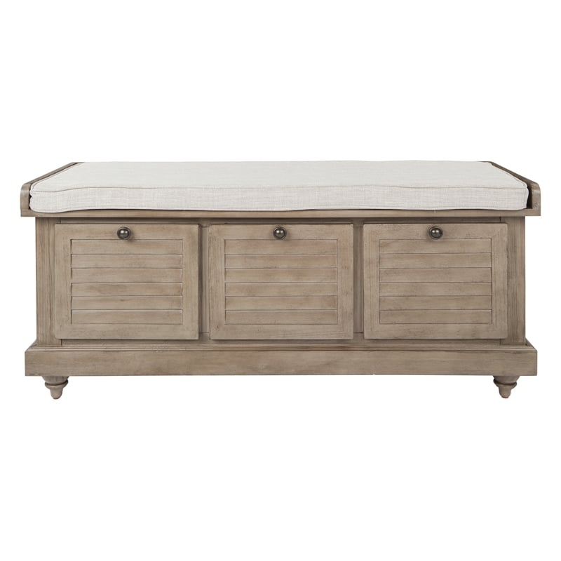 Dover Storage Bench in Antique Gray Fully Assembled