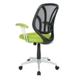 Screen Back Chair with Green Mesh Fabric and Silver Coated Arms and Base