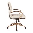 Mid-Back Faux Leather Chair with Gold Finish in Cream Faux Leather