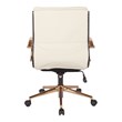 Mid-Back Faux Leather Chair with Gold Finish in Cream Faux Leather