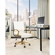 Mid-Back Faux Leather Chair with Gold Finish in Cream Faux Leather