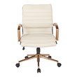 Mid-Back Faux Leather Chair with Gold Finish in Cream Faux Leather
