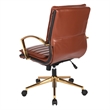 OSP Home Furnishings Mid-Back Saddle Brown Faux Leather Chair with Gold Finish