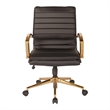 Mid-Back Faux Leather Chair with Gold Finish in Black Faux Leather