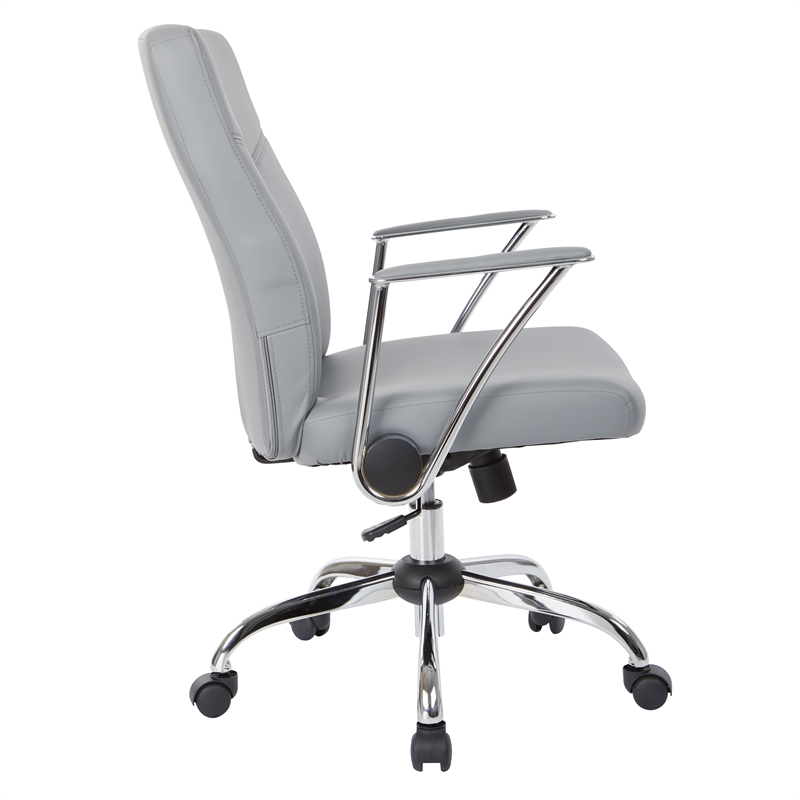 Faux Leather Chair in Charcoal with Chrome Base