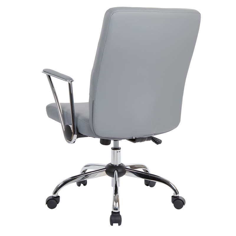 Faux Leather Chair in Charcoal with Chrome Base