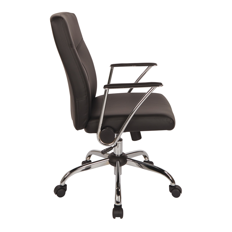 Faux Leather Chair in Black with Chrome Base