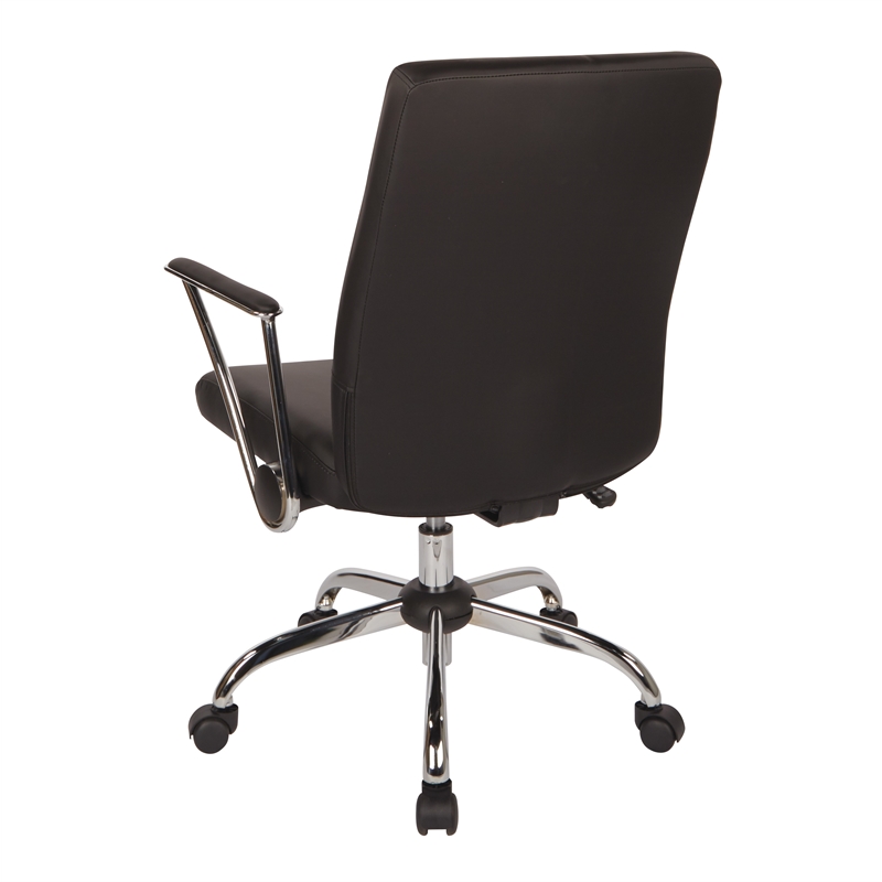 Faux Leather Chair in Black with Chrome Base