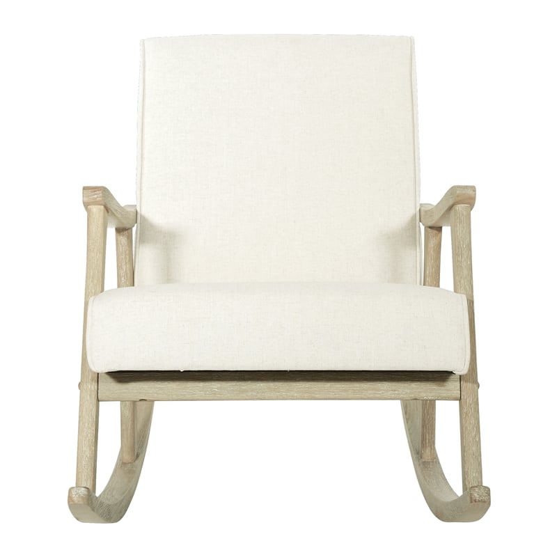 Gainsborough Rocker in Linen Cream Fabric with Brushed Finish Base