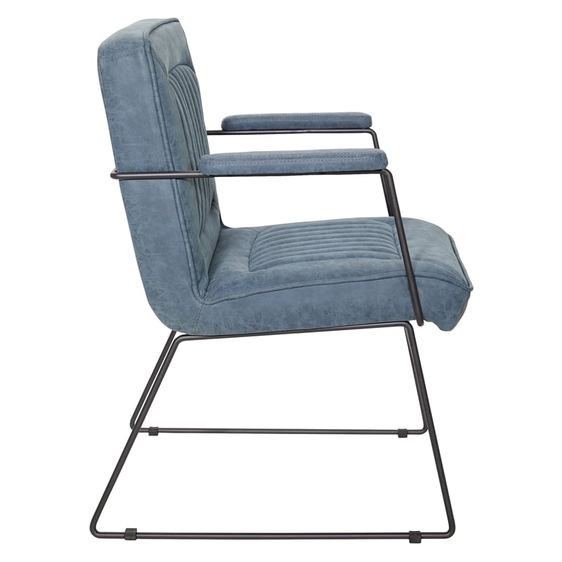 GT Chair in Navy Faux Leather with Black Sled Base