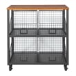 Hanover 4 Drawer Storage Console in Black Metal and Sumatra Finish