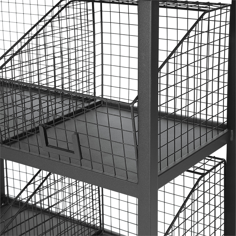 Hanover 4 Drawer Storage Console in Black Metal and Sumatra Finish