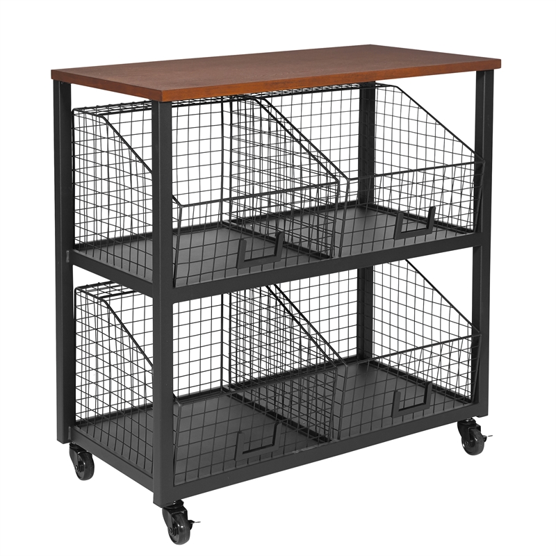Hanover 4 Drawer Storage Console in Black Metal and Sumatra Finish