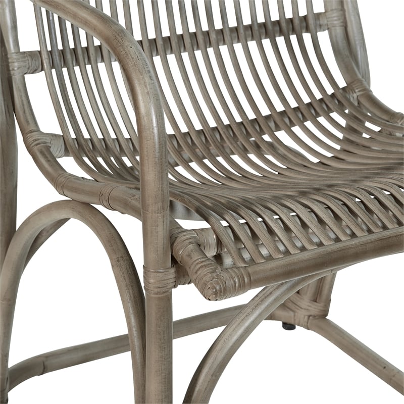 Hastings Chair with Gray Wash Rattan Frame and Sled Base Fully Assembled