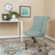 Hannah Tufted Office Chair in Mint Blue Fabric with Grey Wood Base
