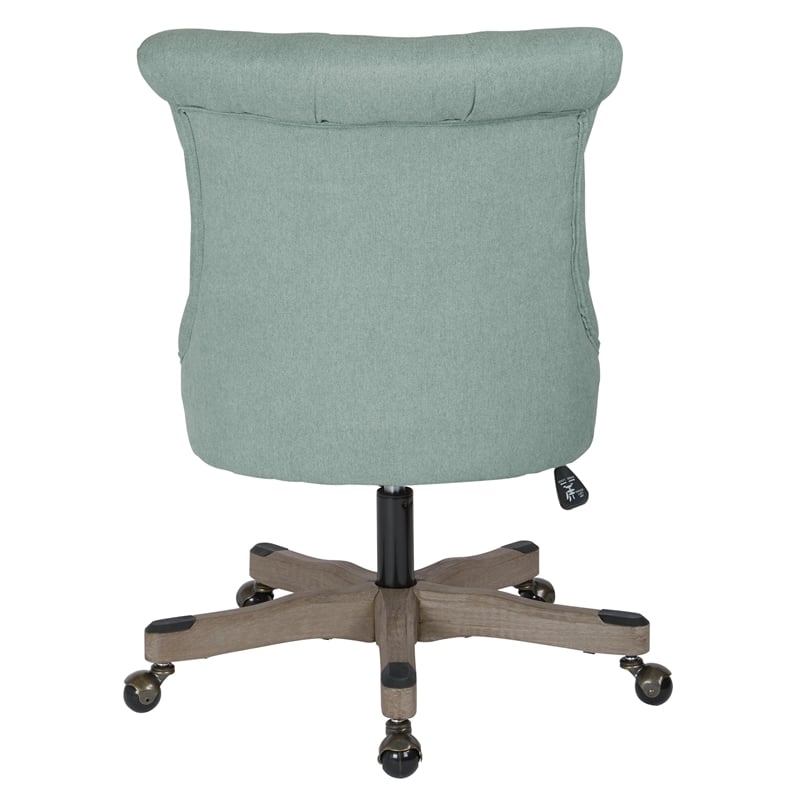 Hannah Tufted Office Chair in Mint Blue Fabric with Grey Wood Base