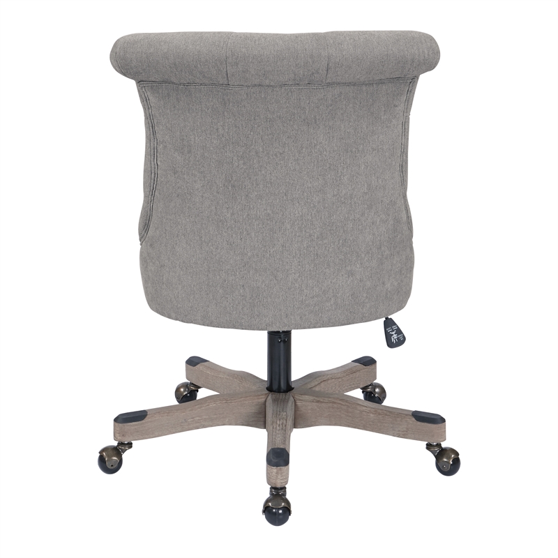 Hannah Tufted Office Chair in Fog Gray Fabric with Gray Wood Base