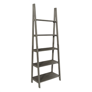 hillsboro wood and wood veneers ladder bookcase in gray washed finish