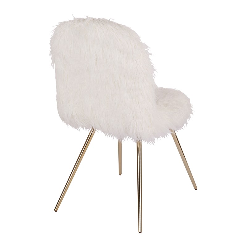 OSP Home Furnishings Julia Chair with White Faux Fur Fabric and Gold Legs
