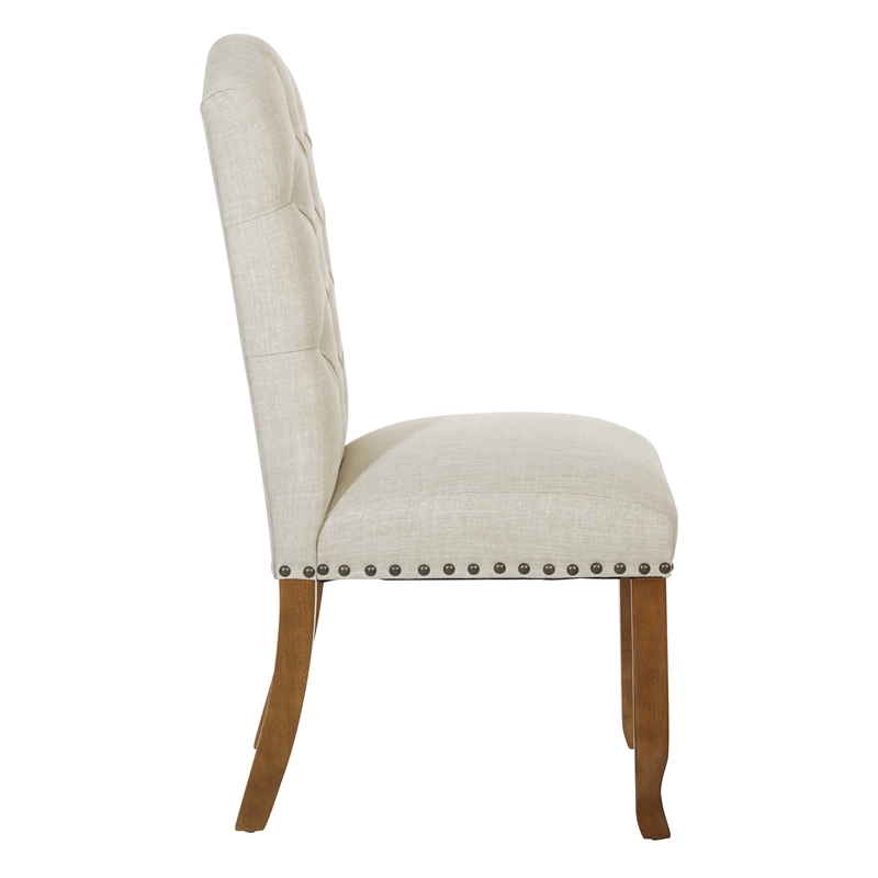 OSP Home Furnishings Jessica Tufted Dining Chair in Linen Cream Fabric