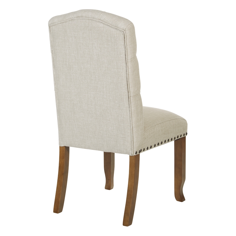 OSP Home Furnishings Jessica Tufted Dining Chair in Linen Cream Fabric