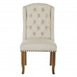 OSP Home Furnishings Jessica Tufted Wing Chair in Linen Cream Fabric