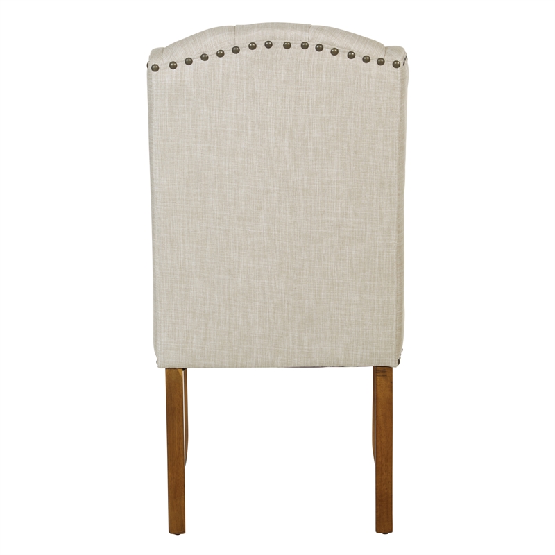 OSP Home Furnishings Jessica Tufted Wing Chair in Linen Cream Fabric