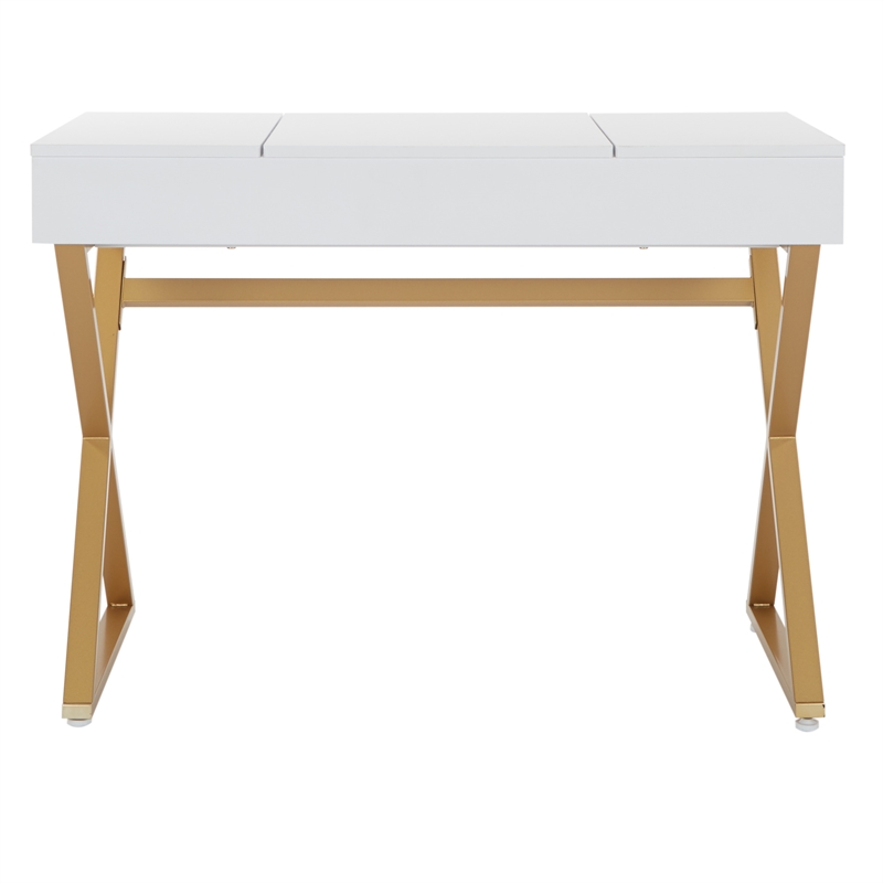 Juliette Vanity with White Top and Gold Legs K/D
