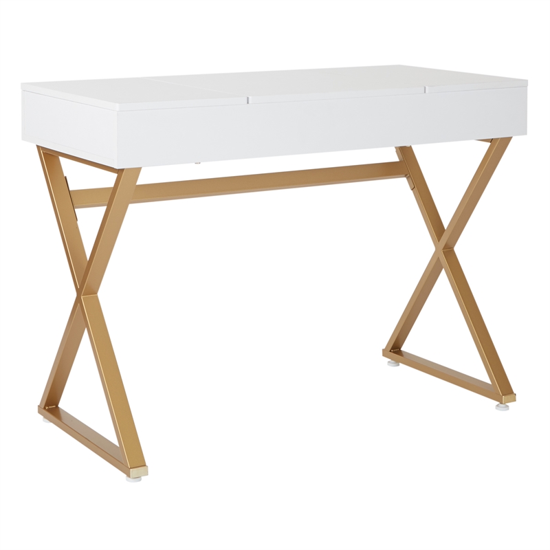 Juliette Vanity with White Top and Gold Legs K/D