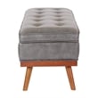 Katheryn Storage Bench in Deluxe Pewter Bonded Leather with Light Espresso Legs