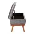 Katheryn Storage Bench in Deluxe Pewter Bonded Leather with Light Espresso Legs