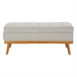 Katheryn Storage Bench in Fog Gray Fabric with Light Espresso Legs