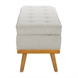 Katheryn Storage Bench in Fog Gray Fabric with Light Espresso Legs