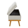 Katheryn Storage Bench in Fog Gray Fabric with Light Espresso Legs