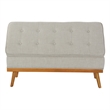 Katheryn Storage Bench in Fog Gray Fabric with Light Espresso Legs