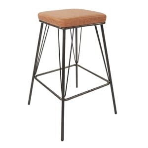Mayson 26&quot Counter Stool in Sand Brown Fabric with Industrial Steel Base 2 Pack